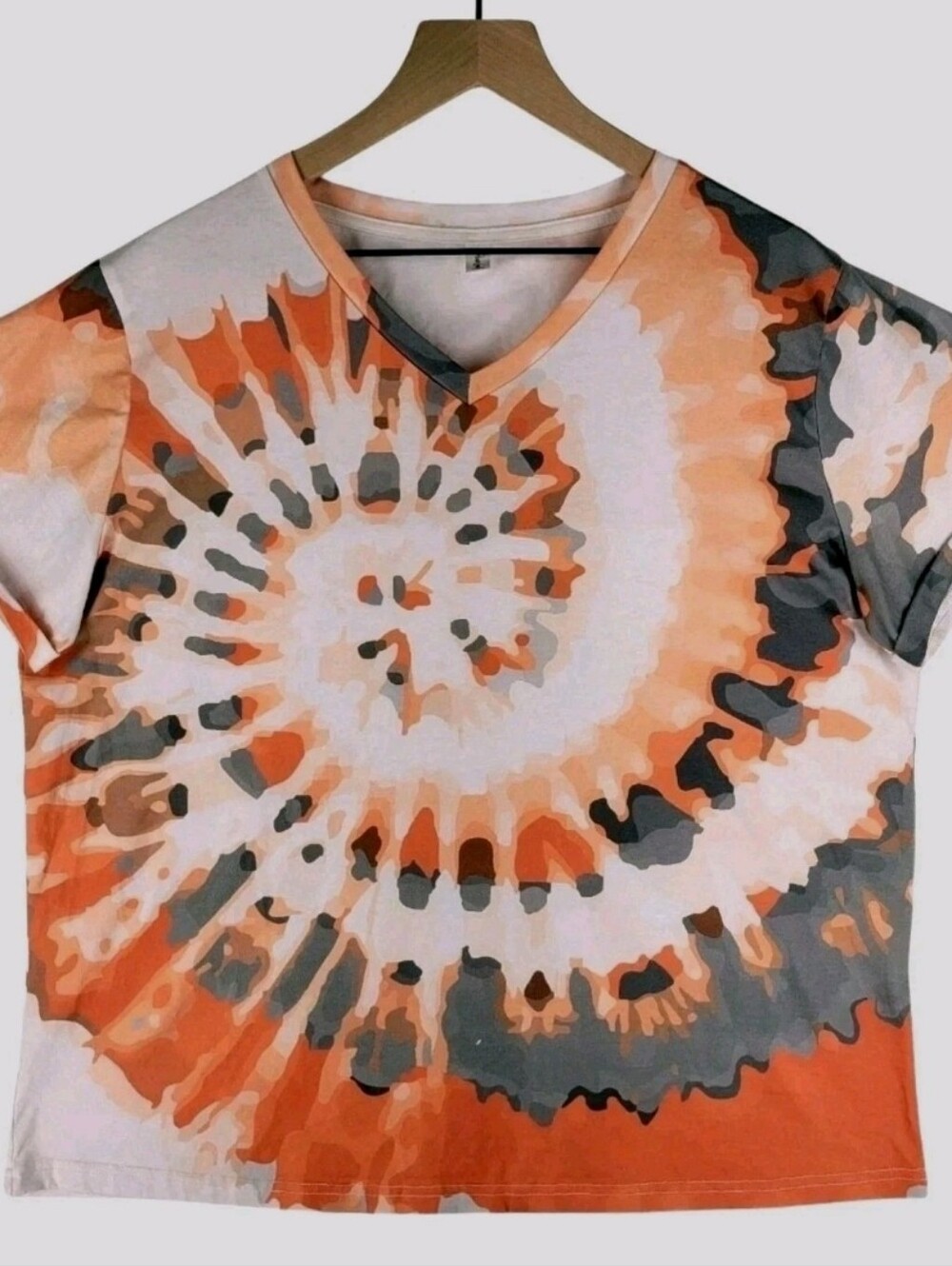 Pixie Lady Short Sleeve V-neck Tie Dye T-shirt XL Earth Tones Festival Boho